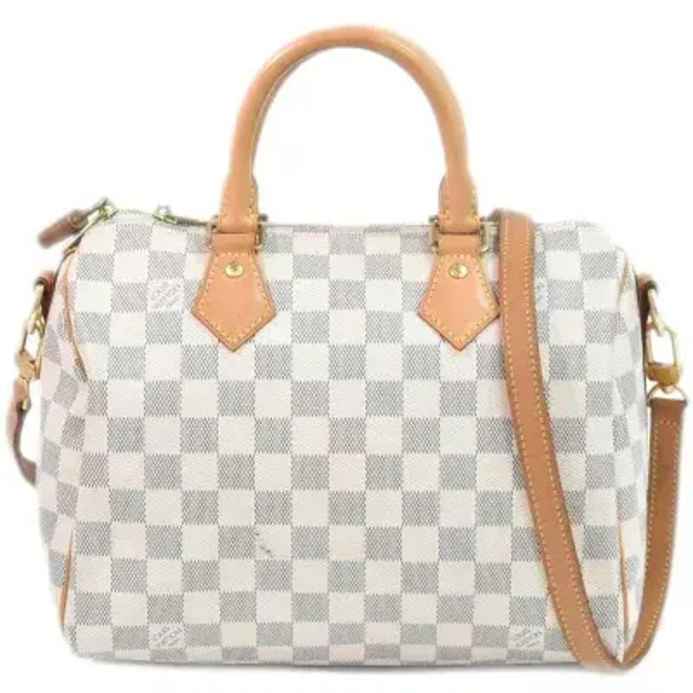 Louis Vuitton LV Speedy Bandouliere Damier 2Way Shoulder Bag Canvas Azur White